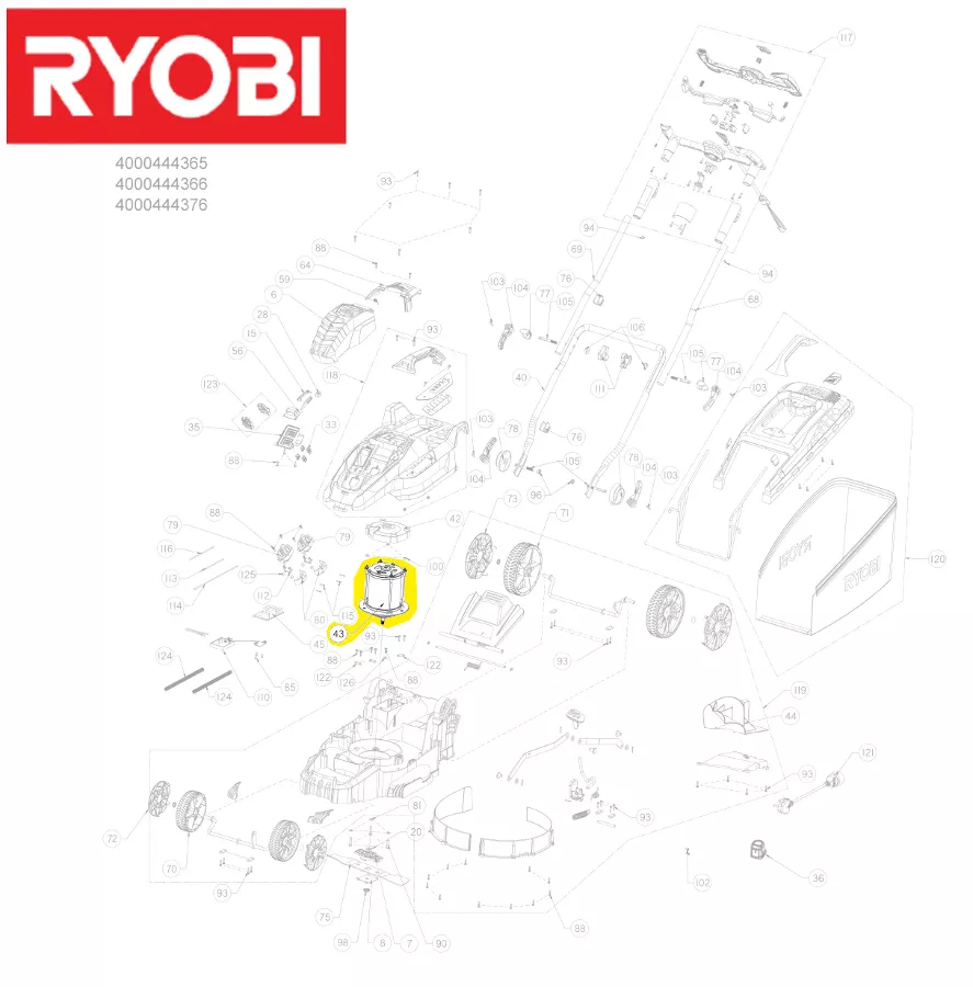 Moteur réf. 5131036305 tondeuse à gazon Ryobi